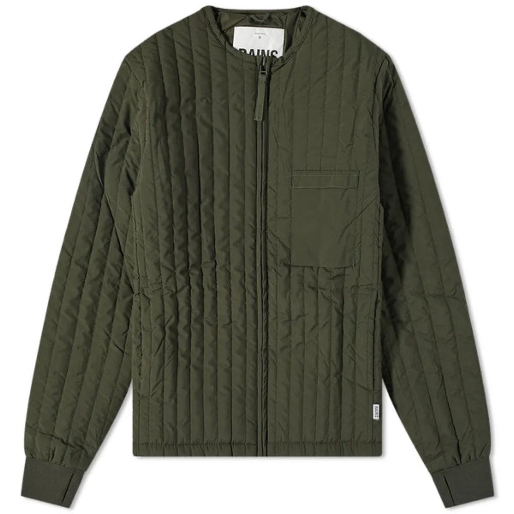 NWT RAINS Unisex Liner Jacket in Green Olive Size L - Picture 10 of 16